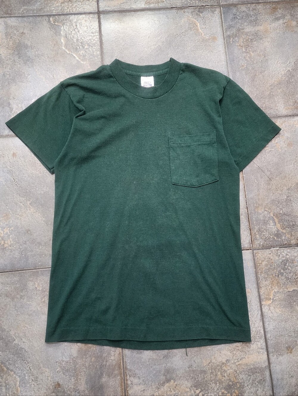 Vintage 90s BVD Men's Medium Forest Green Blank Single Stitch Pocket T Shirt